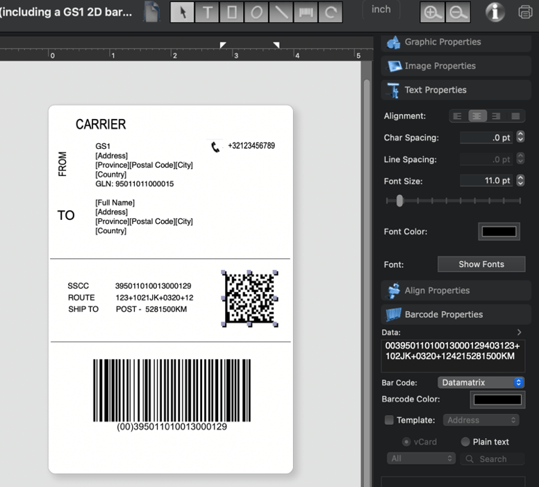 create sequential barcodes and sequential text